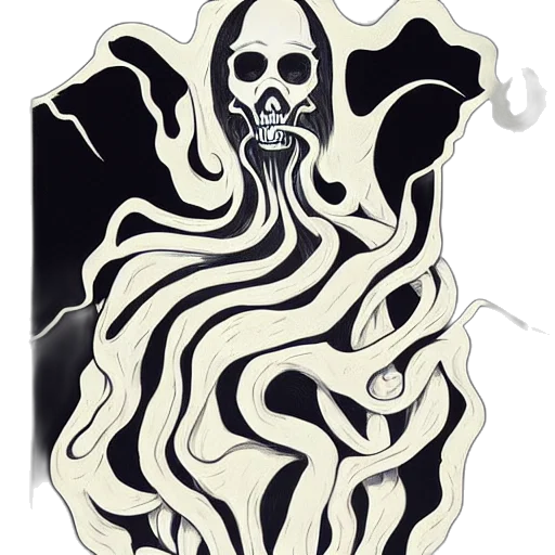 mask, creature, dress, concept art, comic book art, watercolor, fantasy art, monochrome transparent PNG cut-out