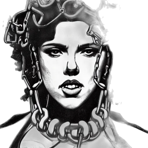 face, comic book art, cyberpunk, concept art, photorealistic, neon lights, monochrome, full transparent PNG cut-out