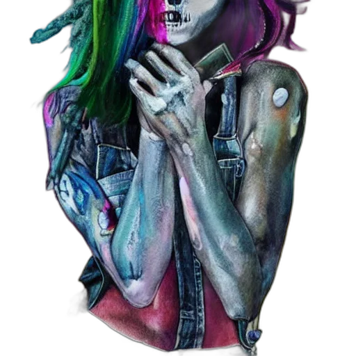 jacket, face, mask, jewelry, cyberpunk, watercolor, concept art, fantasy art transparent PNG cut-out