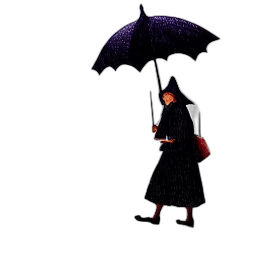umbrella, jacket, staff, hat transparent PNG cut-out
