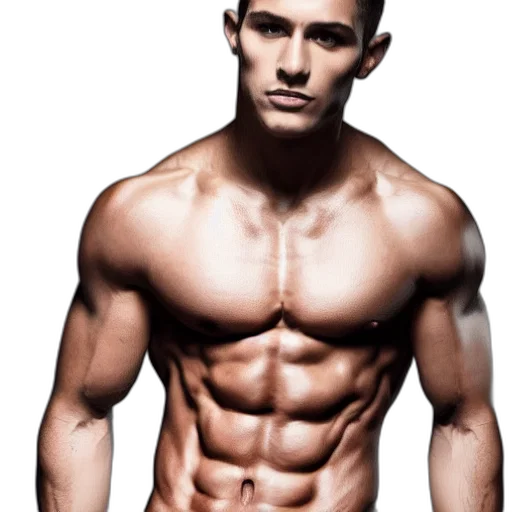 photorealistic, six, pack, abs, neck transparent PNG cut-out
