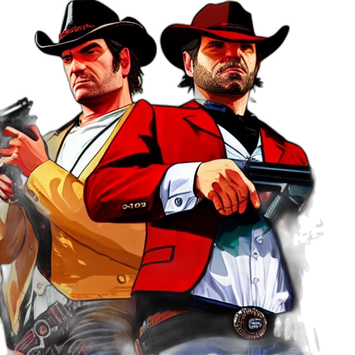 concept art, comic book art, pixel art, gta, style, red, dead, redemption transparent PNG cut-out