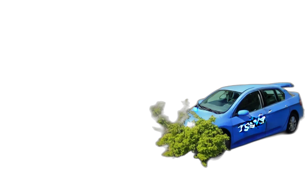 car, tree, 3d render, photorealistic transparent PNG cut-out