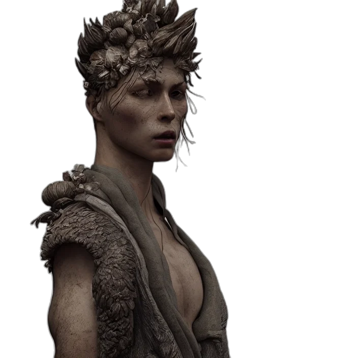 crown, face, concept art, 3d render, fantasy art, photorealistic, earth tones, portrait transparent PNG cut-out