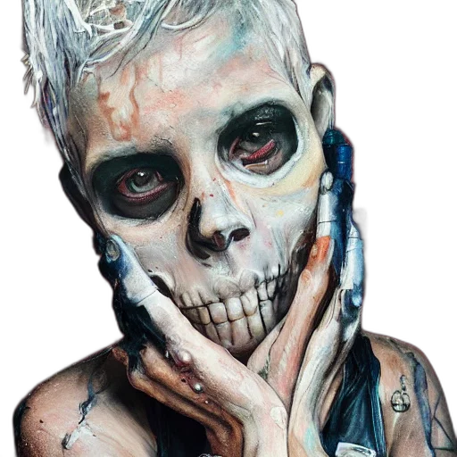 face, mask, watercolor, photorealistic, cyberpunk, concept art, full, body transparent PNG cut-out