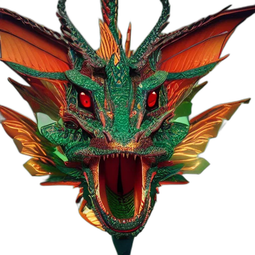 dragon, mask, creature, animal, 3d render, concept art, fantasy art, photorealistic transparent PNG cut-out