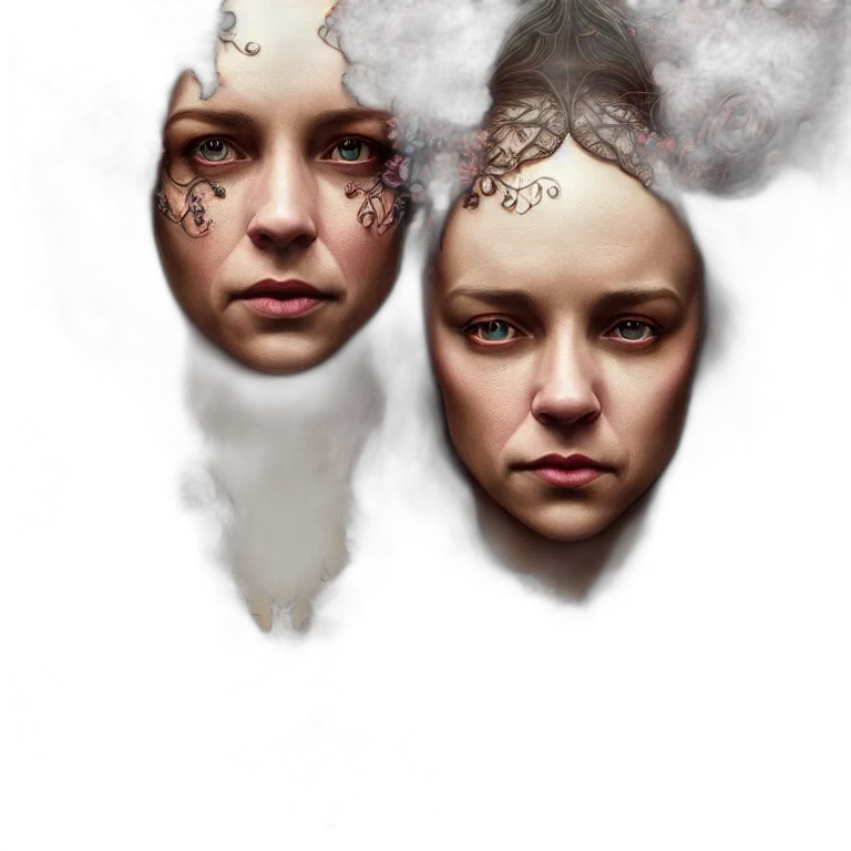 face, mask, crown, hair transparent PNG cut-out