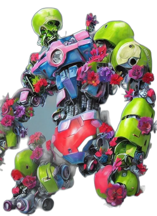robot, weapon, concept art, 3d render, neon, colourful, vfx, art transparent PNG cut-out