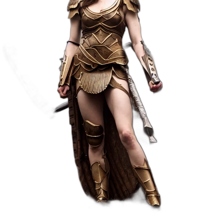 dress, sword, staff, fantasy art transparent PNG cut-out