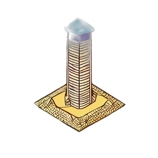 jewelry, building, crown, furniture, pixel art, 3d render, concept art, vaporwave transparent PNG cut-out