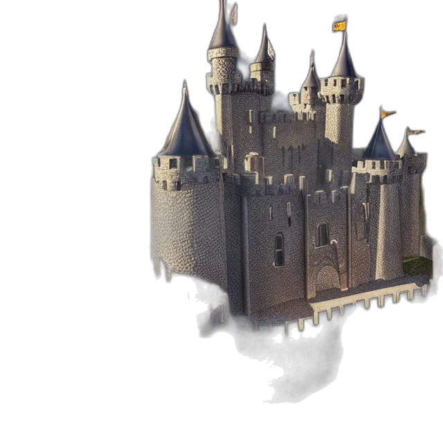 crown, building, dragon, 3d render, fantasy art, concept art, photorealistic, fog transparent PNG cut-out