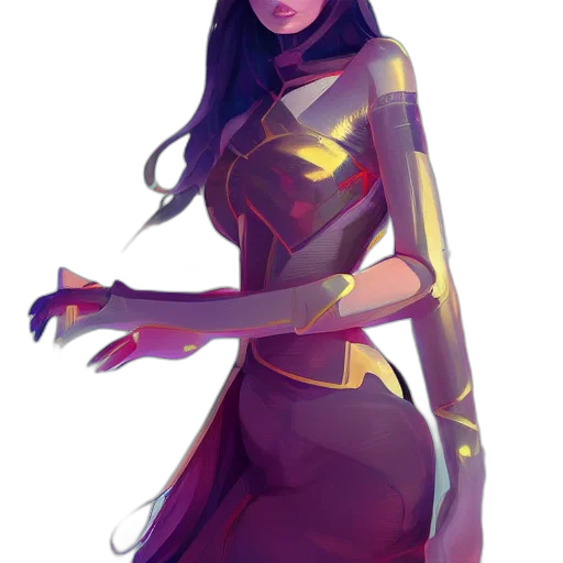dress, staff, concept art, fantasy art, comic book art, anime, dark, red transparent PNG cut-out
