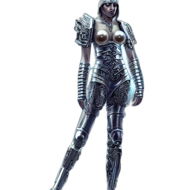robot, dress, weapon, jewelry, concept art, cyberpunk, 3d render, comic book art transparent PNG cut-out