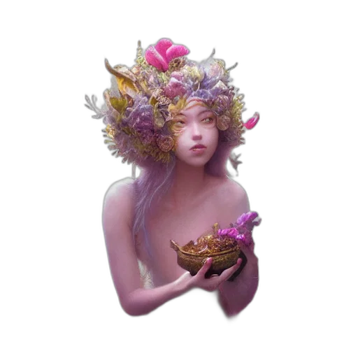 crown, flower, mask, creature transparent PNG cut-out