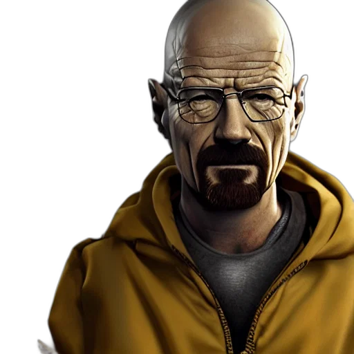 photorealistic, comic book art, concept art, 3d render, walter, white, holding, gun transparent PNG cut-out