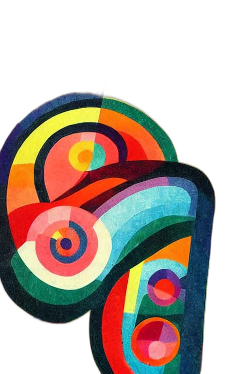 hat, mask, face, umbrella, watercolor, 3d render, concept art, colorful transparent PNG cut-out