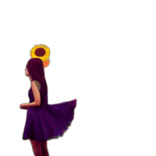 dress, flower, crown, staff, pixel art, 3d render, concept art, fantasy art transparent PNG cut-out