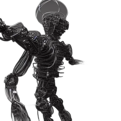 robot, 3d render, concept art, sculpture transparent PNG cut-out