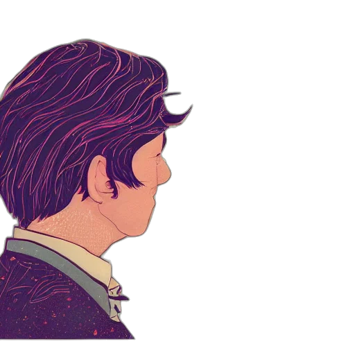 hair, jacket, face, crown, pixel art, cartoon, comic book art, watercolor transparent PNG cut-out