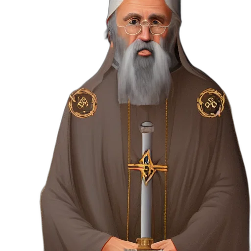staff, concept art, 3d render, photorealistic, fantasy art, gray, haired, orthodox transparent PNG cut-out