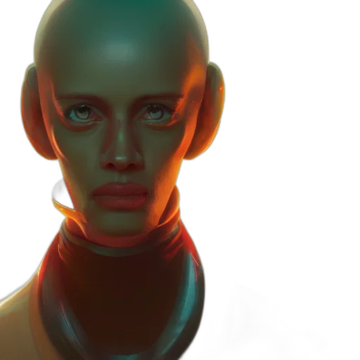 robot, face, mask, creature, cyberpunk, concept art, 3d render, photorealistic transparent PNG cut-out