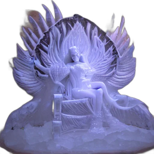 3d render, vaporwave, concept art, beautiful, portrait, ice, goddess, sit transparent PNG cut-out