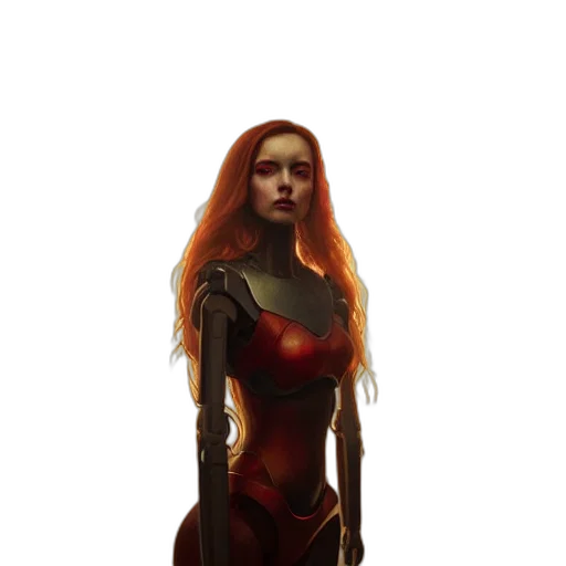dress, robot, fantasy art, concept art, comic book art, pixel art, fire, outer space transparent PNG cut-out