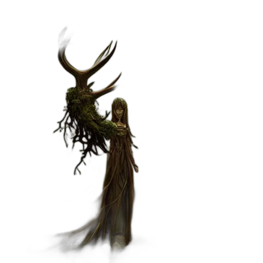 creature, staff, hair, mask transparent PNG cut-out