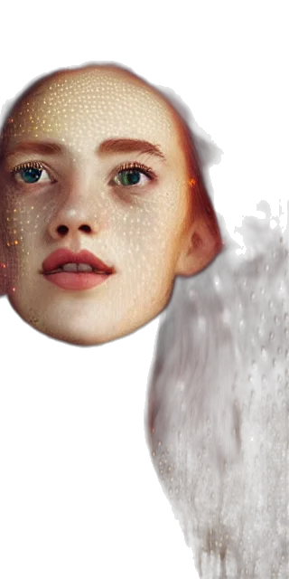 face, mask, crown, hair, photorealistic, concept art, fantasy art, oil painting transparent PNG cut-out
