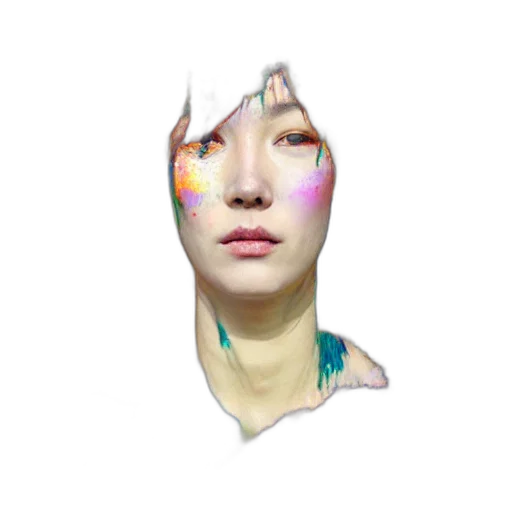 face, mask, creature, dragon, vaporwave, photorealistic, 3d render, pixel art transparent PNG cut-out