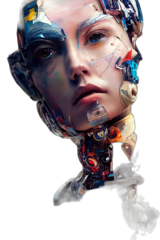 robot, face, cyberpunk, concept art transparent PNG cut-out
