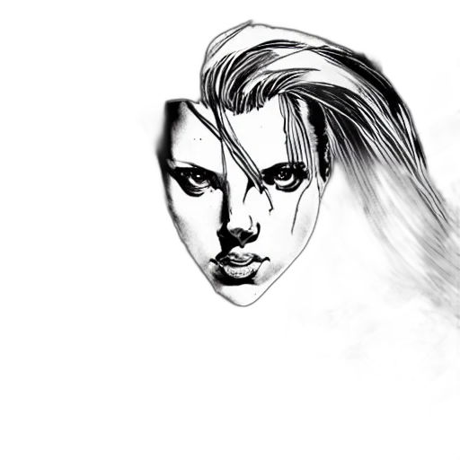 face, hair, mask, creature, photorealistic, comic book art, concept art, pencil sketch transparent PNG cut-out