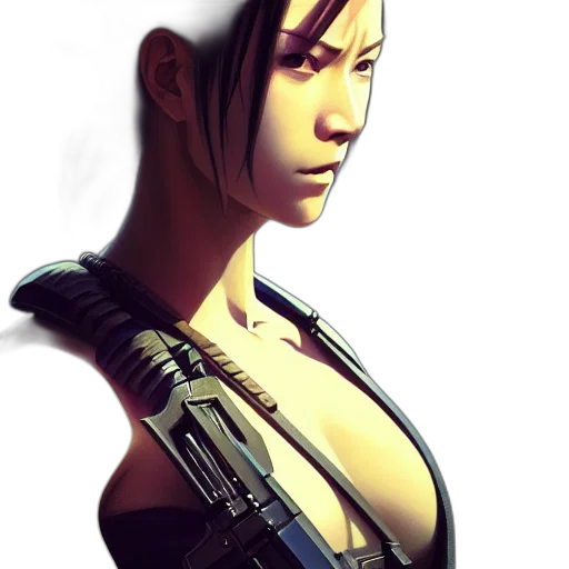 weapon, face, staff, concept art, cyberpunk, 3d render, photorealistic, film transparent PNG cut-out