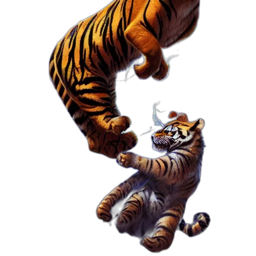 animal, creature, staff, concept art, pixel art, photorealistic, fantasy art, tiger transparent PNG cut-out