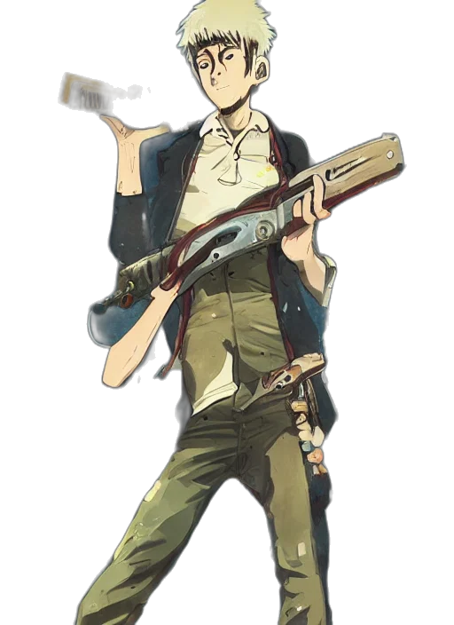 weapon, staff, concept art, anime, cartoon, pixel art, serre, chainsaw transparent PNG cut-out