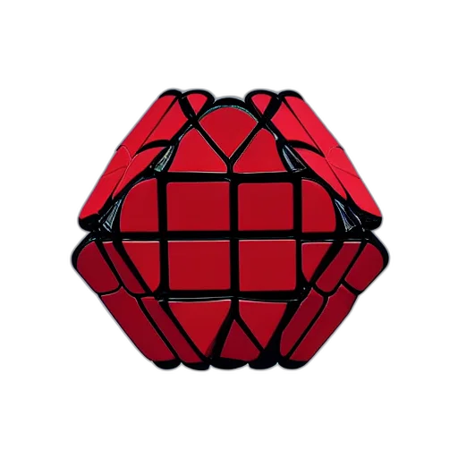 crown, umbrella, mask, jewelry, pixel art, 3d render, red, spherical transparent PNG cut-out