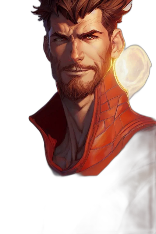 face, mask, staff, comic book art, concept art, fantasy art, photorealistic, red transparent PNG cut-out