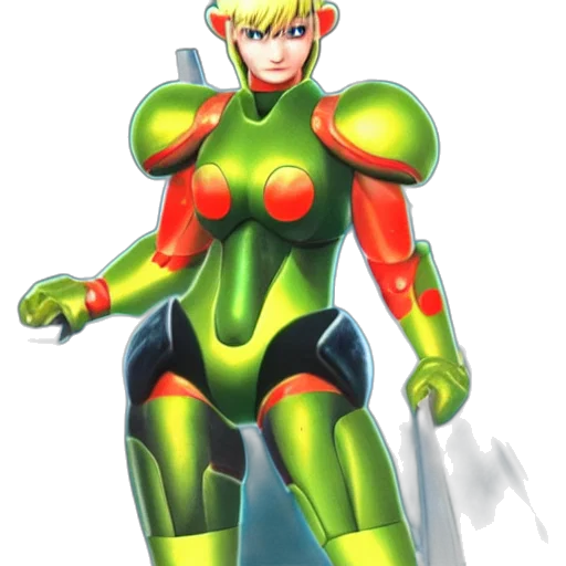 robot, concept art, comic book art, 3d render, fantasy art, green, samus, nintendo transparent PNG cut-out