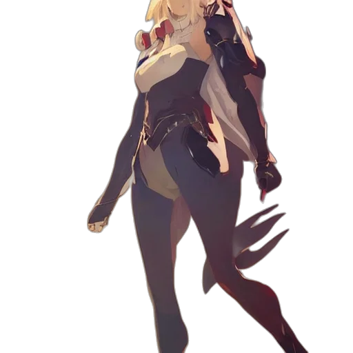 jacket, weapon, staff, dress, concept art, anime, fantasy art, pixel art transparent PNG cut-out