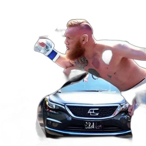 car, bottle, creature, vaporwave, concept art, 3d render, photorealistic, wrestling transparent PNG cut-out