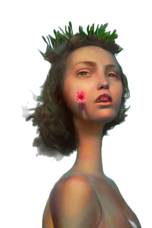 crown, face, creature, mask, concept art, fantasy art, photorealistic, oil painting transparent PNG cut-out