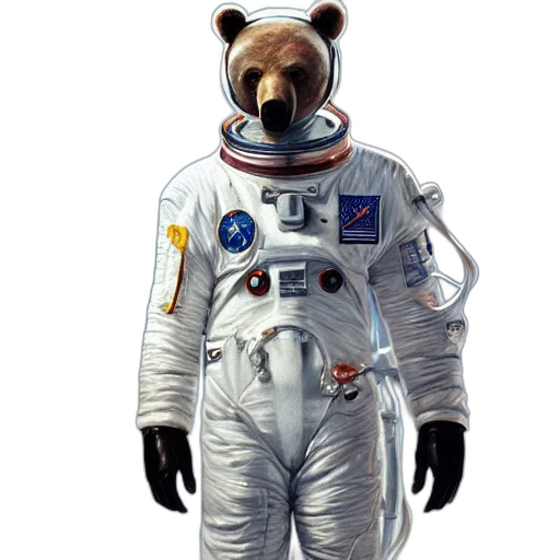 animal, jacket, mask, creature, concept art, outer space, bear, astronaut transparent PNG cut-out