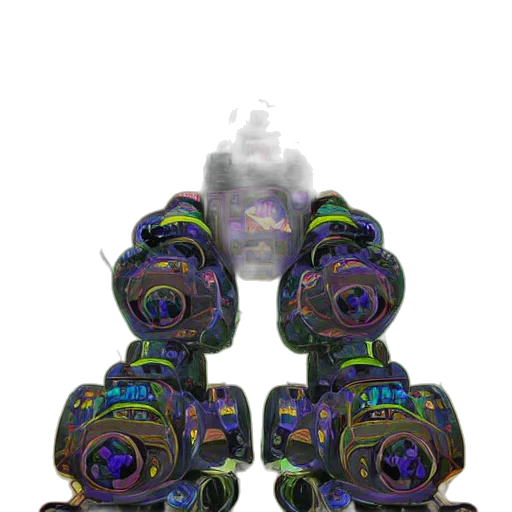 robot, jewelry, mask, weapon, 3d render, concept art, cyberpunk, vaporwave transparent PNG cut-out
