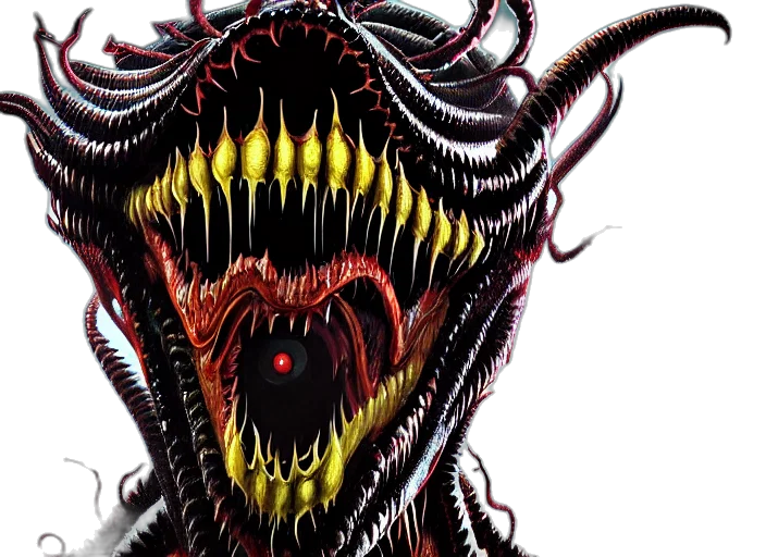 creature, dragon, concept art, comic book art, 3d render, fractal, portrait, venom transparent PNG cut-out