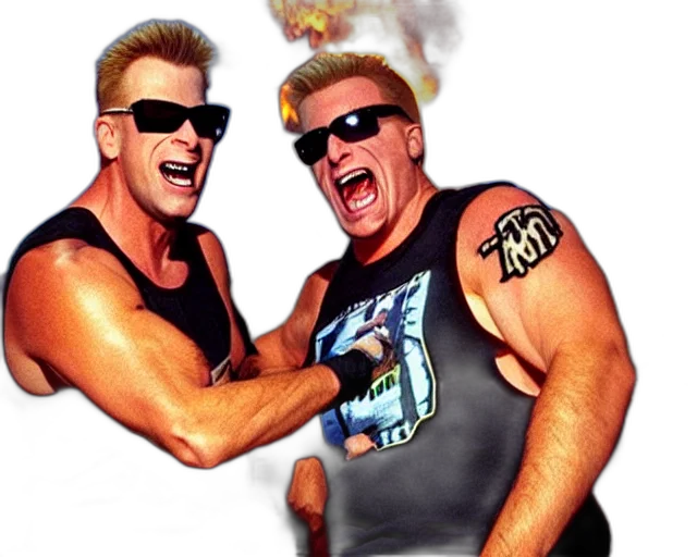 duke, nukem, both, wearing, tank, tops, sunglasses, drinking transparent PNG cut-out