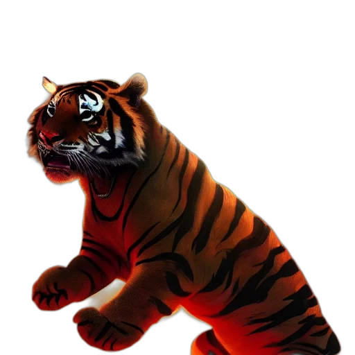 animal, creature, staff, 3d render, photorealistic, concept art, pixel art, tiger transparent PNG cut-out