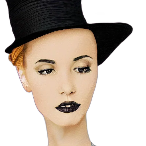 hat, jewelry, face, photorealistic, 3d render, cartoon, oil painting, portrait transparent PNG cut-out