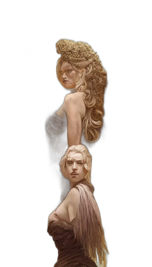 dress, crown, hair, face transparent PNG cut-out