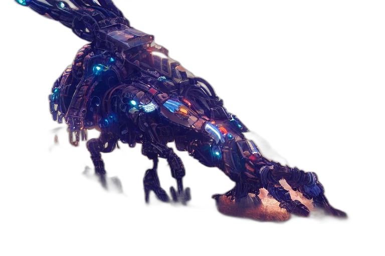 dragon, creature, animal, robot, concept art, 3d render, fantasy art, cyberpunk transparent PNG cut-out