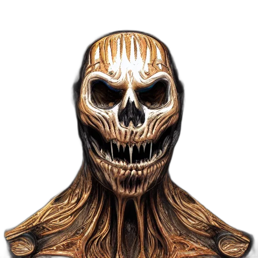 mask, face, creature, hair, concept art, 3d render, fantasy art, comic book art transparent PNG cut-out
